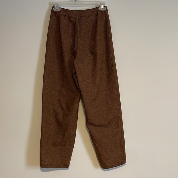 Retro Minimalist Houndstooth Pants 4 Edgy Rust Black Alt Trouser ASOS Zip Mod - Picture 10 of 16